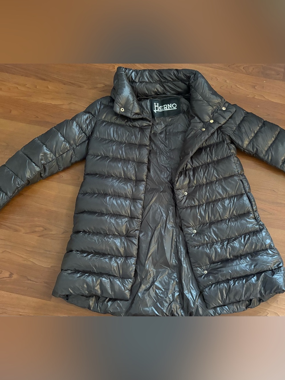 Herno Women’s Goosedown Coat, Size 42, Daek Grey, Button Down, Nice!